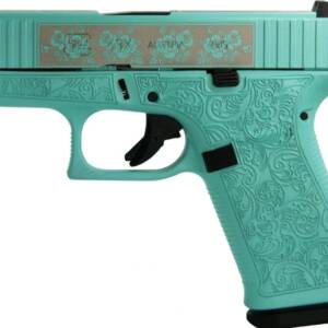 Glock 43X 9mm Glocks and Roses Tiffany - Blue/Black, 3.41" Barrel, 10+1  Rounds, Polymer Grips