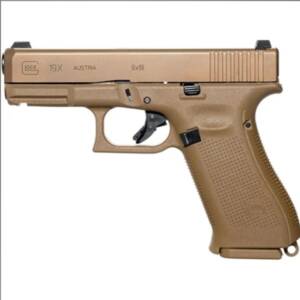 Glock G19X Compact Crossover Bronze/Coyote 15 Rounds 9mm Pistol -  FDE/Tan, 4.02" Barrel, 19 Rounds, Polymer Grips, Night Sights